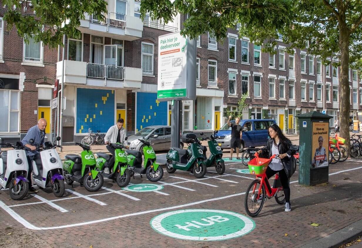 photo of mobility hub in old downtown Rotterdam