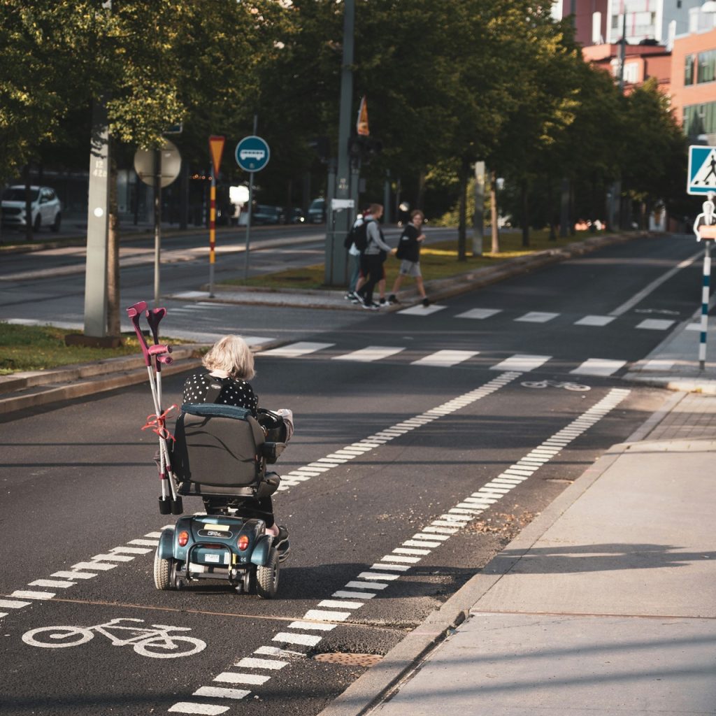 wheelchair on roadway